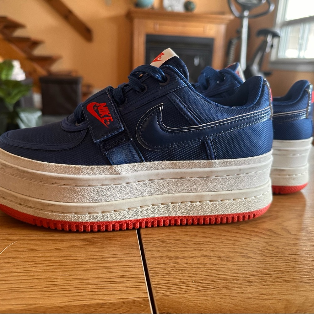 Nike Blue and Red Platform Sneakers